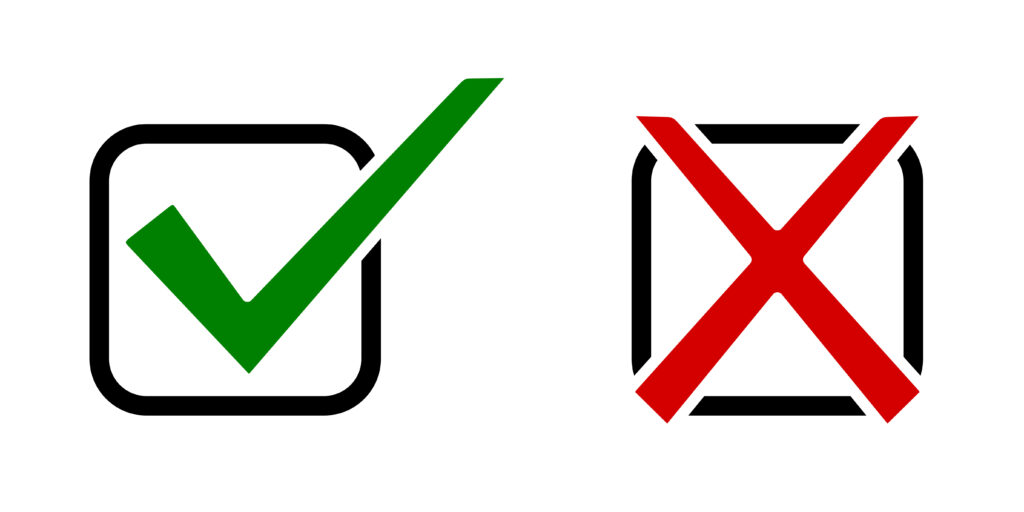 Case "validé" + case croix "refusé"